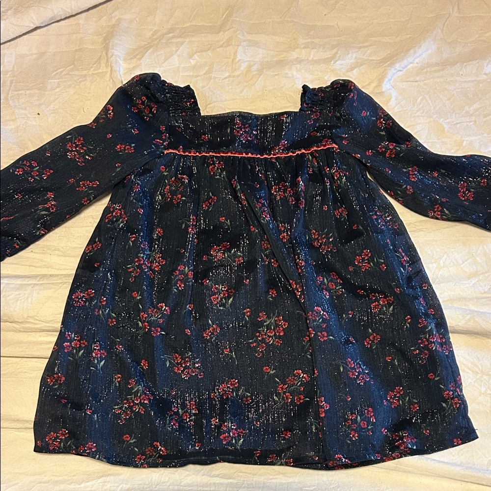 Elegant Navy Floral Kids Dress